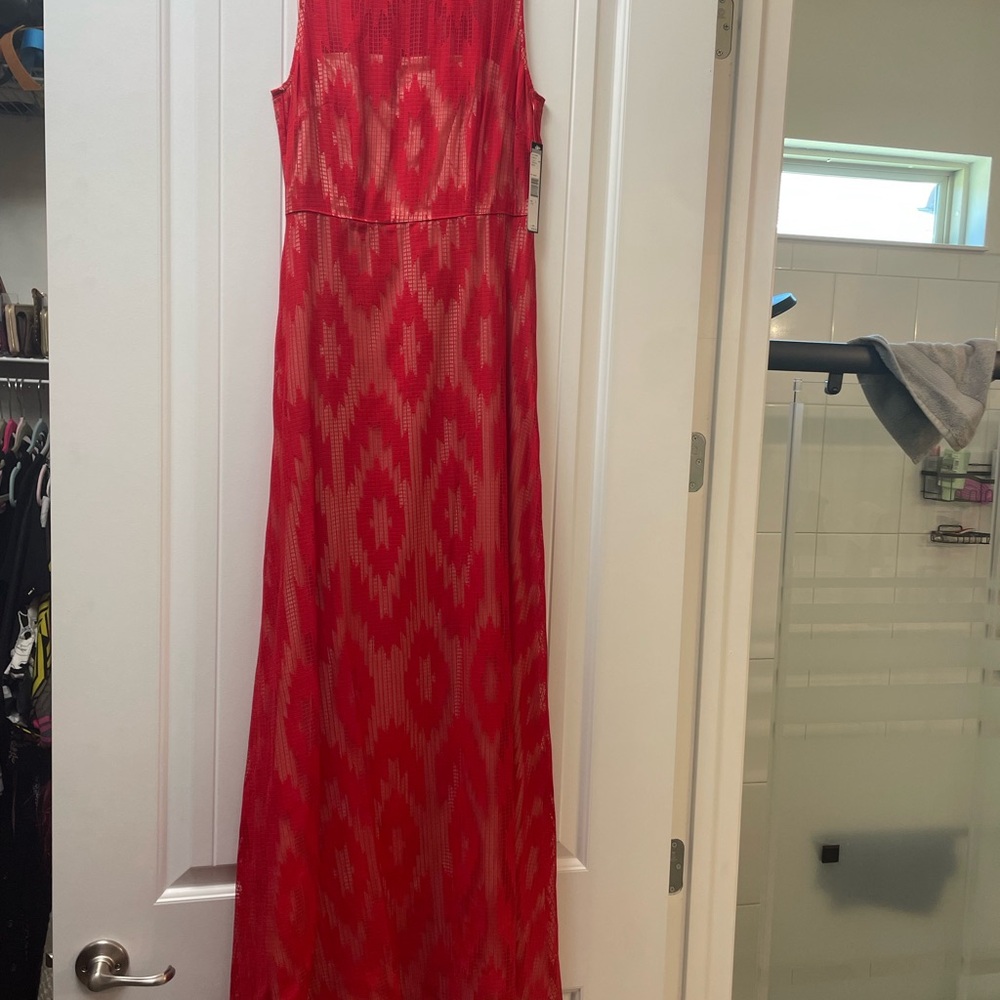 Tahari Red Sleeveless Dress